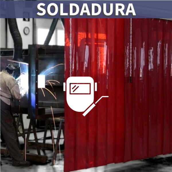 Cortina de PVC anti-UV para soldadura rojo EN 1598