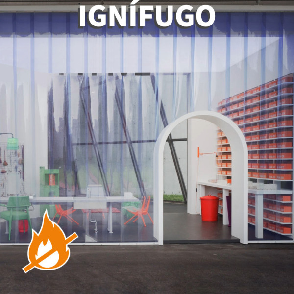 CORTINA DE LAMAS DE PVC IGNÍFUGO TRANSPARENTE M1 B-s3-d0 A MEDIDA