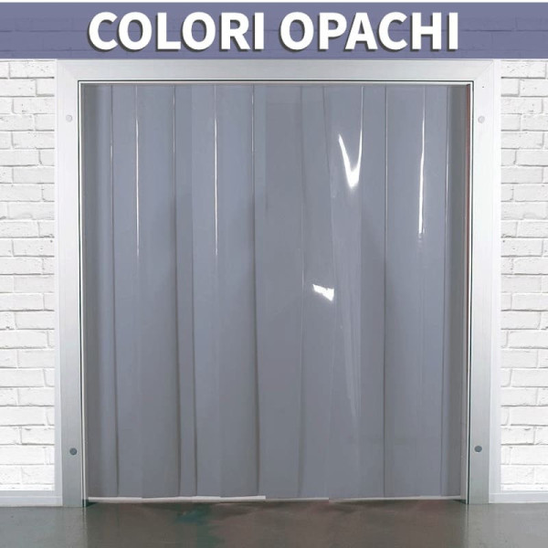 Tenda a strisce PVC opaco colorato – Blu, Nero, Bianco, Grigio, Arancio